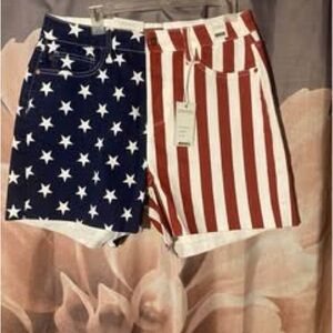 Judy Blue Blue and White Jean Shorts American Flag Design high waisted